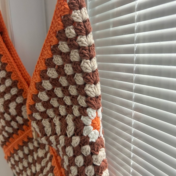 Cute crossbody bag, brown and orange, handmade crochet, new - Picture 2 of 4